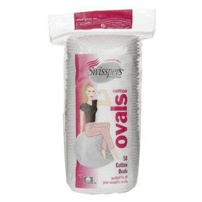 Swisspers Premium White Cotton Oval Pads with Stitched Edge Count