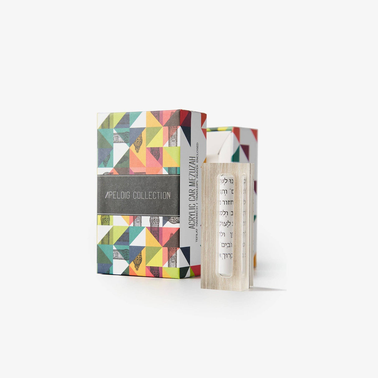 Car Mezuzah with Traveler’s Prayer: Multicolor