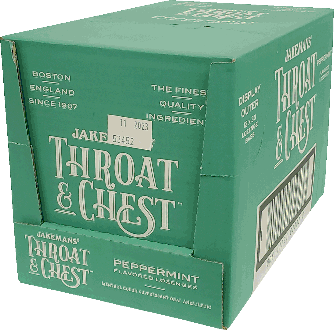 Jakemans Throat & Chest Peppermint Lozenges Bag - 30 Ct