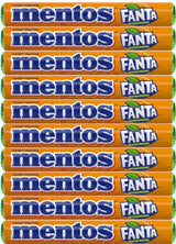 Mentos Orange Fanta Soda Fruit Chewy Candy Roll Import 16 ct Tray