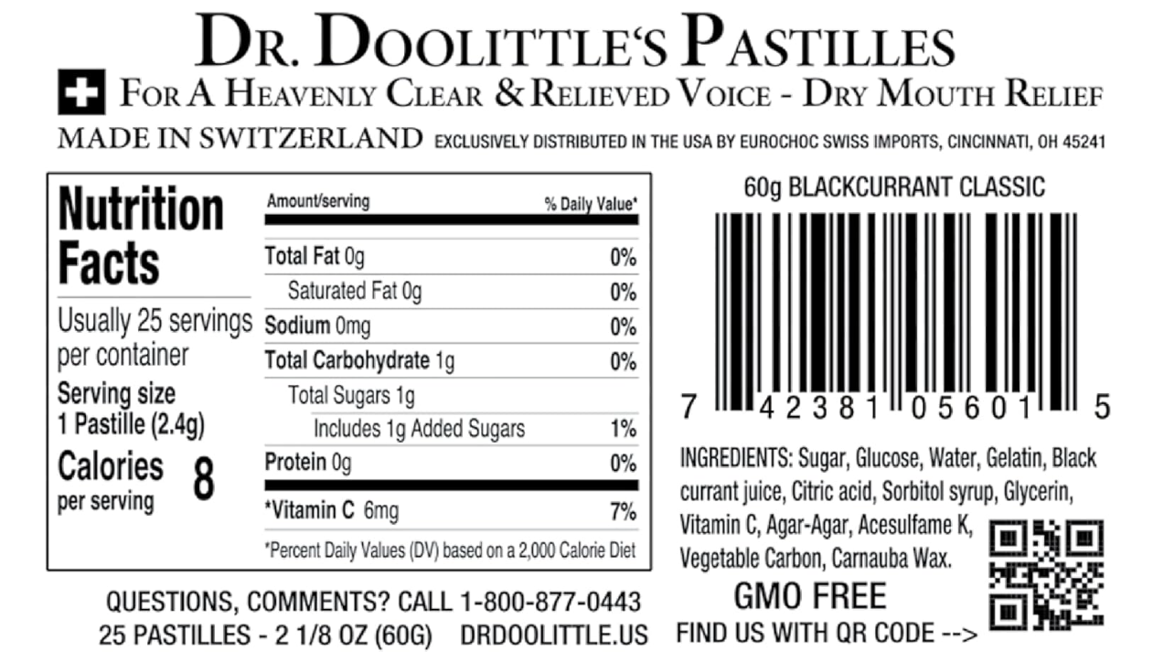 Dr. Doolittle's Pastilles Blackcurrant Classic 60g Tin - Image 4