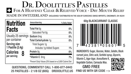 Dr. Doolittle's Pastilles Blackcurrant Classic 60g Tin - Image 4