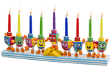 Hand Painted Menorah - Dancing Dreidels