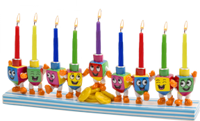 Hand Painted Menorah - Dancing Dreidels
