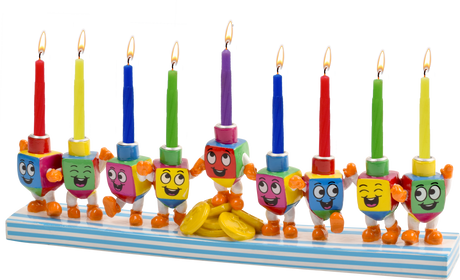 Hand Painted Menorah - Dancing Dreidels