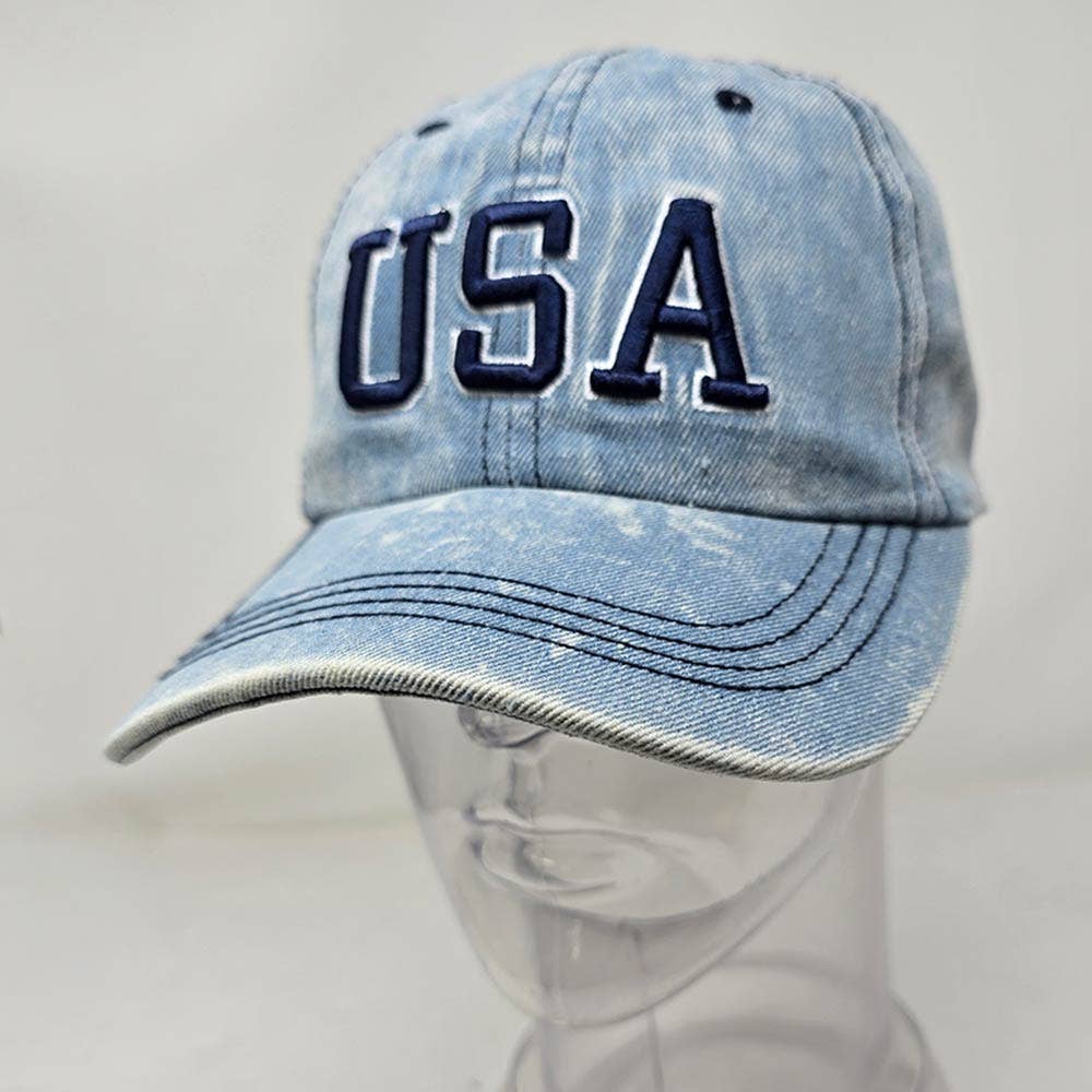 USA Embroidered Baseball Cap: Black,Denim