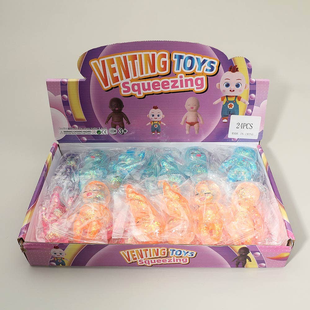 24PCS - Glittered Figure Doll Squeeze Squishy Stress Relief Toy