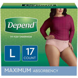 Depend Fresh Protection Adult Incontinence Underwear for Women maximum l Blush