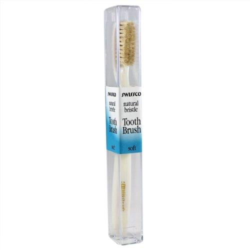 White Horn Soft Natural Bristle Toothbrush Toothbrush by Swissco