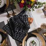 Challah Cover Hebrew Type: Black