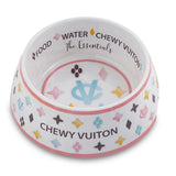 Haute Diggity Dog White Chewy Vuiton Dog Bowl Small