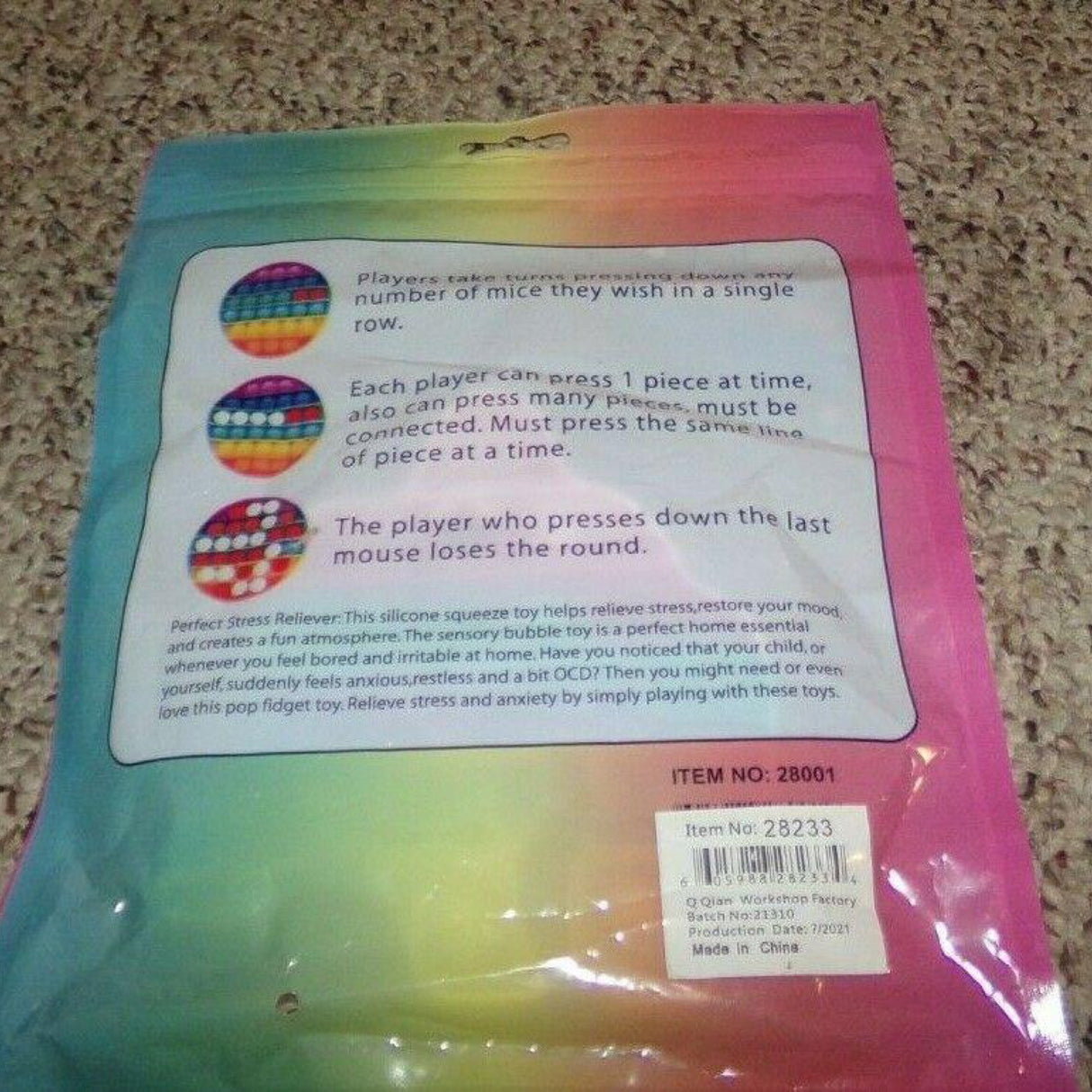 Top TRENZ OMG Pop Fidgety Bubble Fidget Toy Stress Relief Anxiety Boredom 5" (Ice Pop