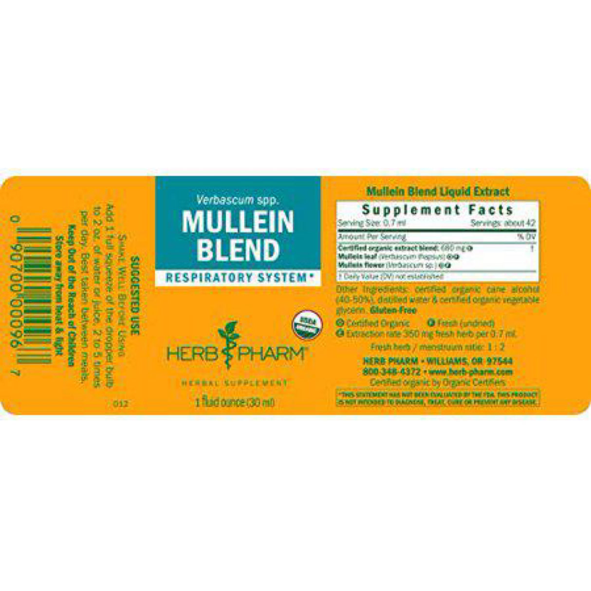 Herb Pharm - Mullein Blend Liquid Extract for Respiratory System Support