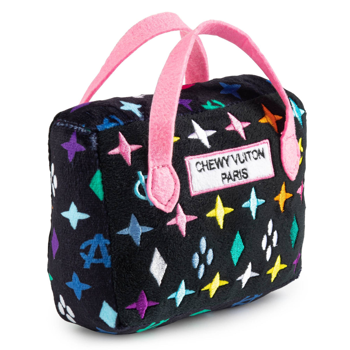 Black Monogram Chewy Vuiton Handbag Squeaker Dog Toy: Small / Mini