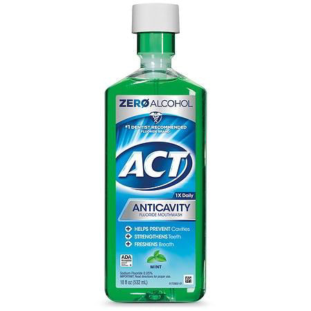ACT Total Care Zero-Alcohol Anticavity Fluoride Mouthwash, Fresh Mint