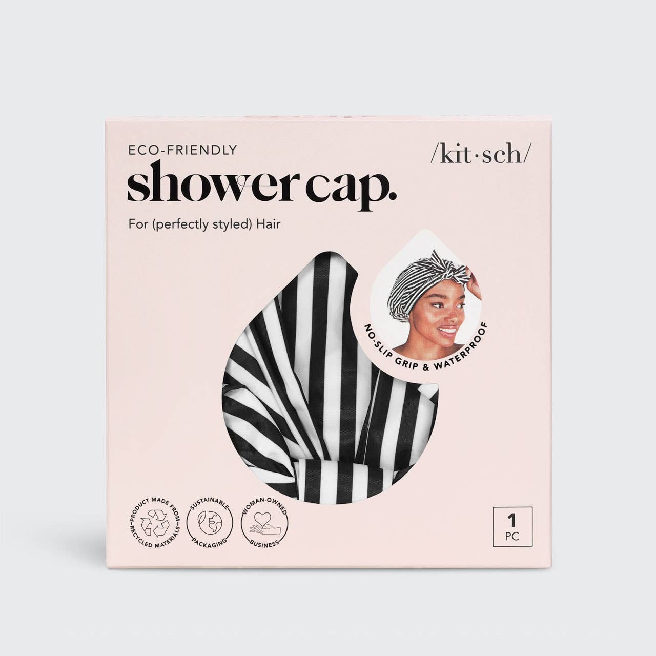 KITSCH Luxury Shower Cap - Stripes - Image 5