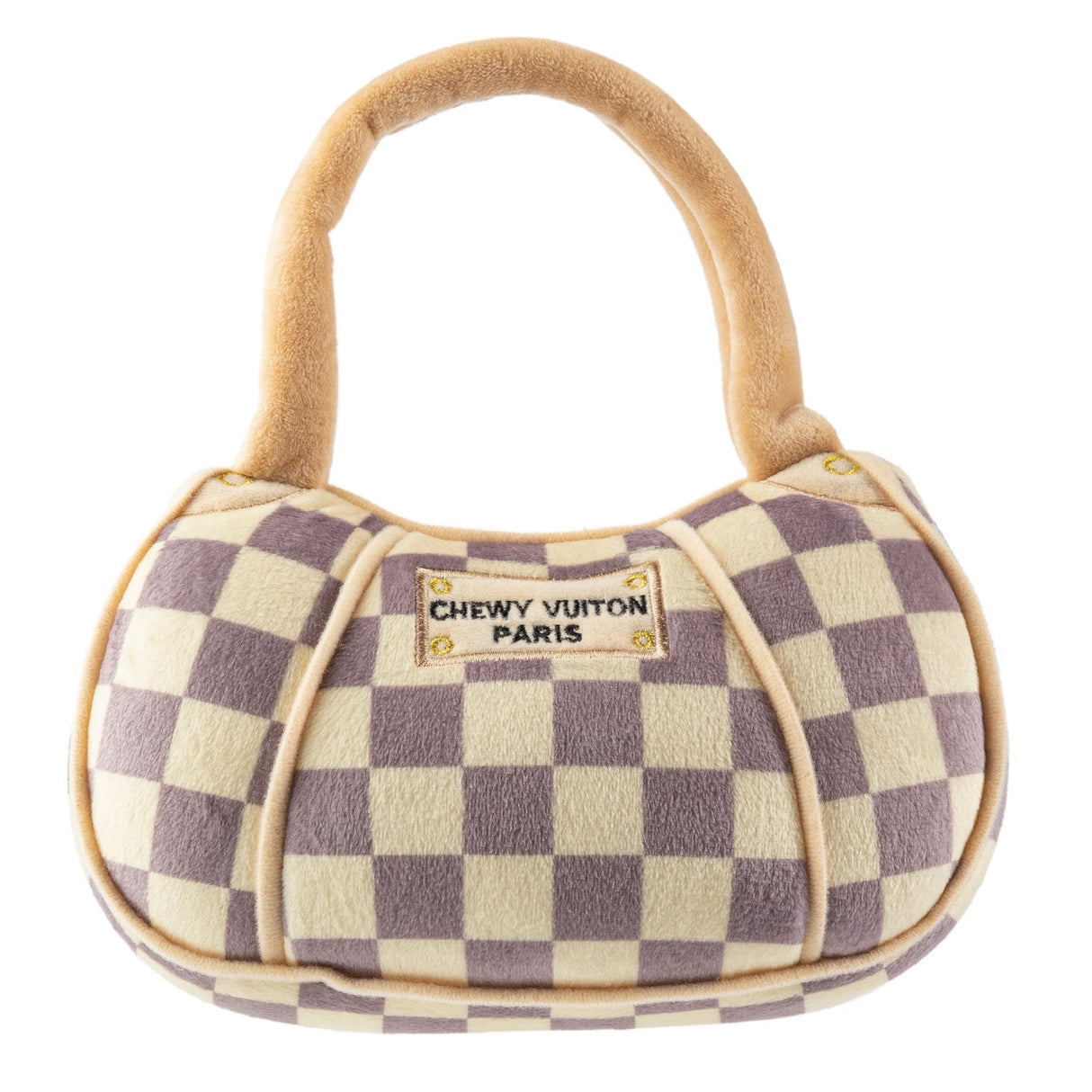 Haute Diggity Dog Checker Chewy Vuiton Handbag Squeaker Dog Toy