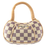 Haute Diggity Dog Checker Chewy Vuiton Handbag Squeaker Dog Toy