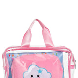 iscream 3-Piece Cheerful Clouds Cosmetic Bag Set in Pink