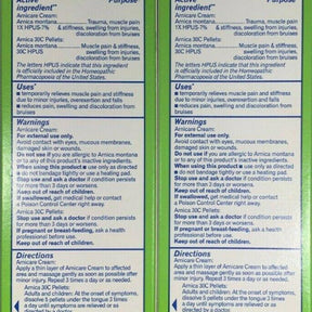 Boiron Arnicare Cream and Arnica 30C Value Pack for Pain Relief, Muscle Soreness