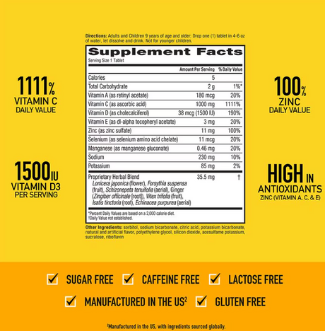 Airborne Immune Support Effervescent Tablets Zesty Orange (Actual Item May Vary), 10 count