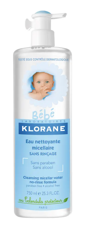 KLORANE Bebe Cleansing micellar water no-rinse formula (750 mL - 25.3 US fl.oz.)