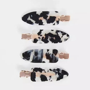 KITSCH 4-Pack Creaseless Hair Clips in Black Terrazzo