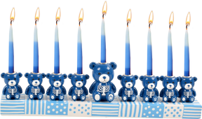Hand Painted Menorah - Teddy Bears