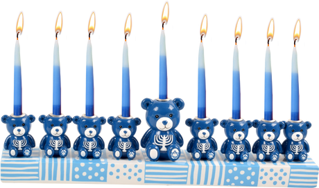 Hand Painted Menorah - Teddy Bears