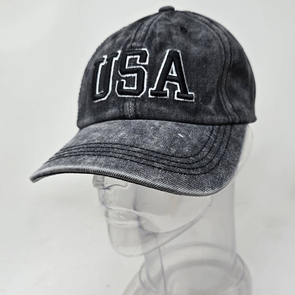 USA Embroidered Baseball Cap: Black,Denim