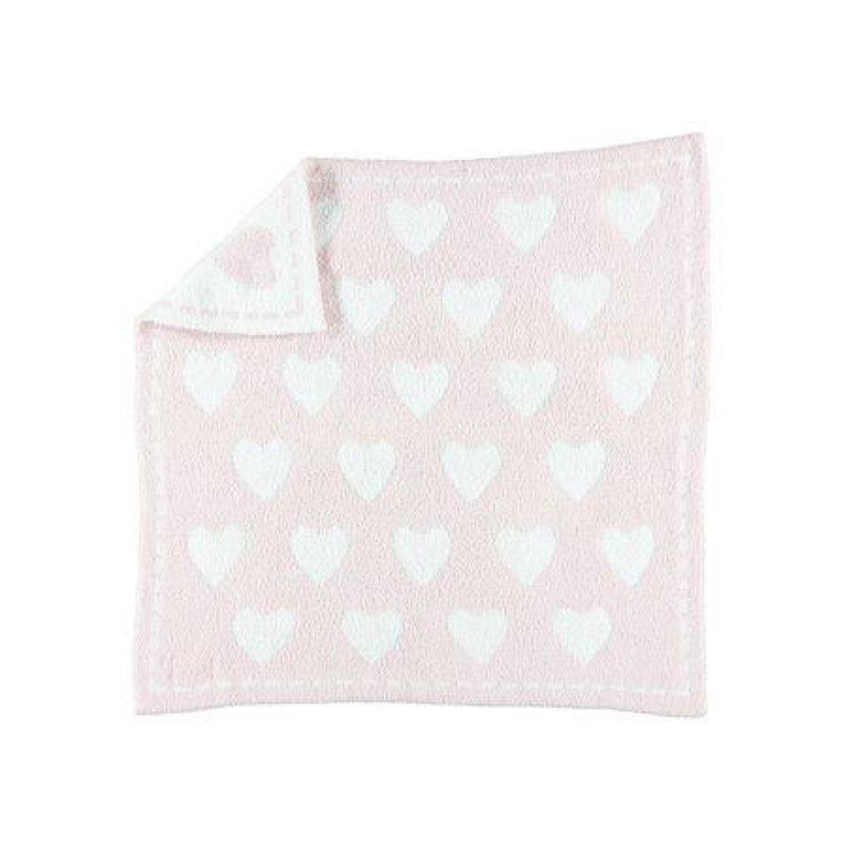 Barefoot Dreams CozyChic Receiving Blanket  Pink/White Hearts
