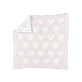 Barefoot Dreams CozyChic Receiving Blanket  Pink/White Hearts