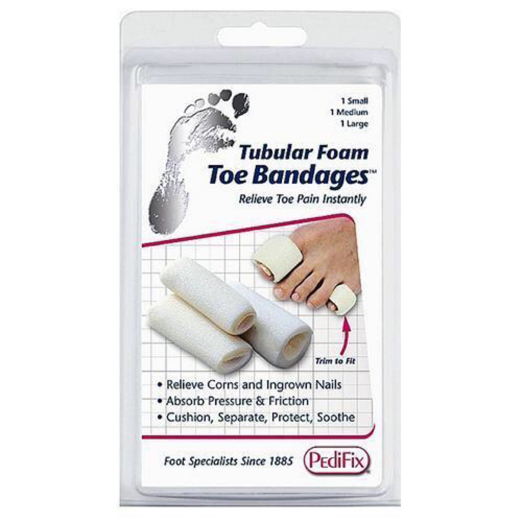 PediFix Tubular Foam Toe Bandages Small