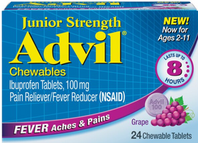Children's Advil Junior Strength Ibuprofen 100 MG Chewable Tablets, Grape, 24 CT