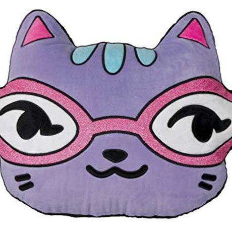 iscream Vanilla Scented Glitter Kitty Shaped Embroidered Accent 17" x 13" Fleece Pillow