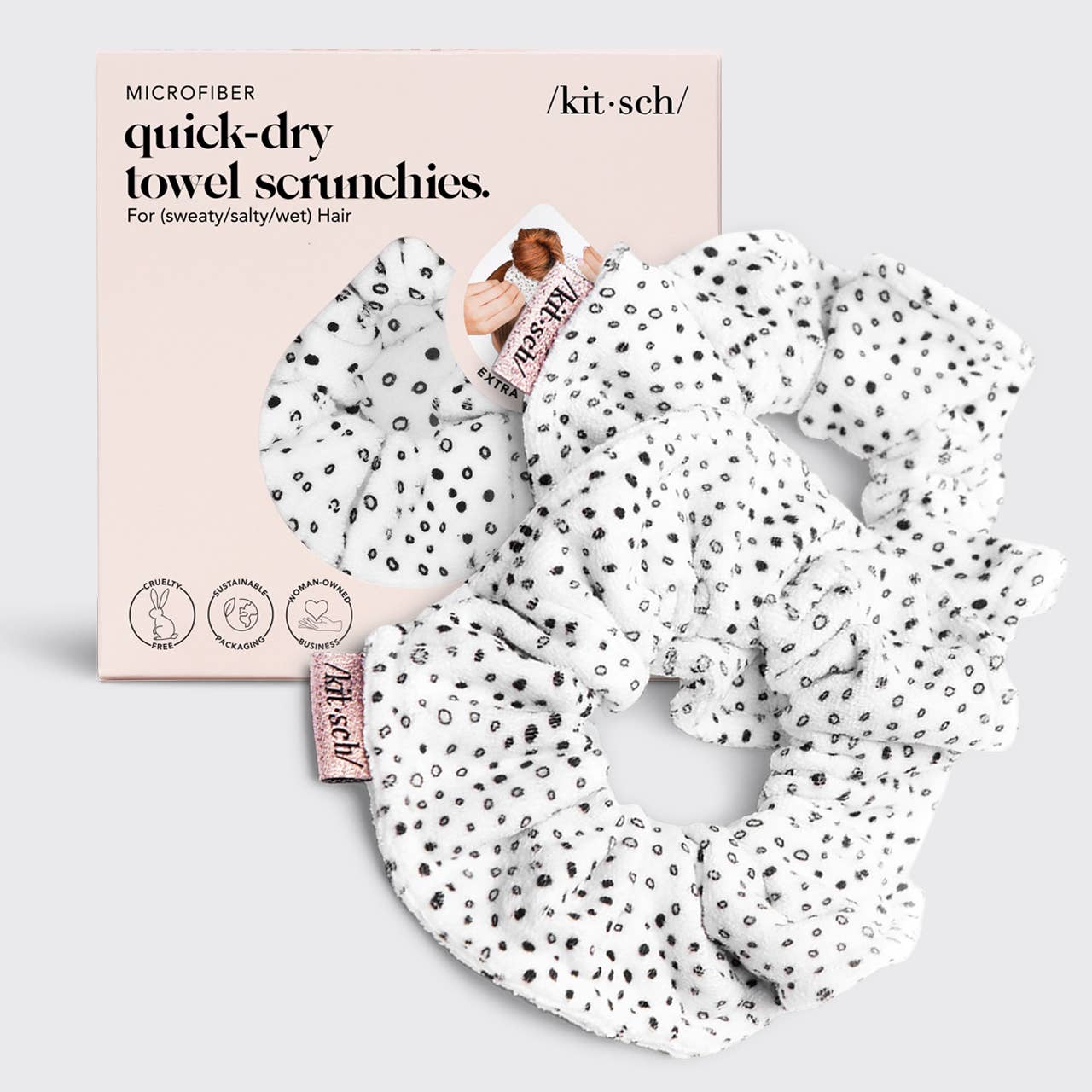 KITSCH Towel Scrunchie 2 Pack - Micro Dot - Image 2