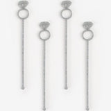 Diamond Ring Design Acrylic Stir Sticks - Set of 4
