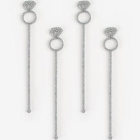 Diamond Ring Design Acrylic Stir Sticks - Set of 4