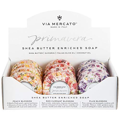 Via Mercato European Soaps 25114SC Primavera Disc Soaps Mized Dozen