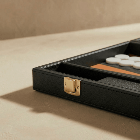 Marble Cultures Black & Brown Leather Backgammon Set