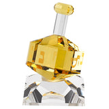 Hand Crafted Amber Crystal Dreidel On Stand
