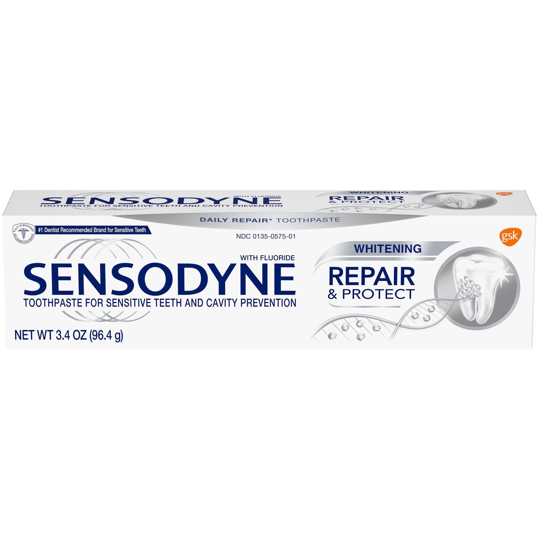 Sensodyne Repair and Protect Whitening Toothpaste, Toothpaste for Sensitive Teeth and Cavity Prevention