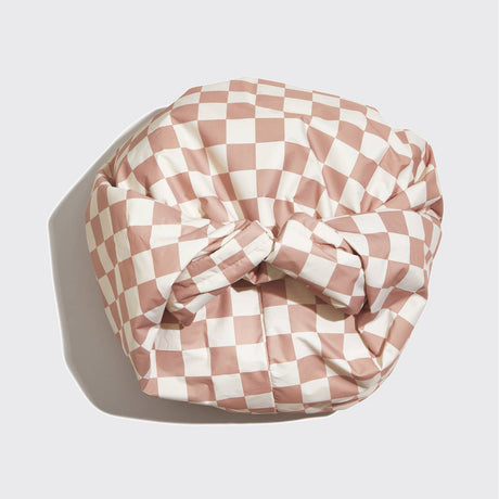Satin Lined Flexi Shower Cap - Terracotta Checker - Image 8