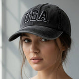 USA Embroidered Baseball Cap: Black,Denim