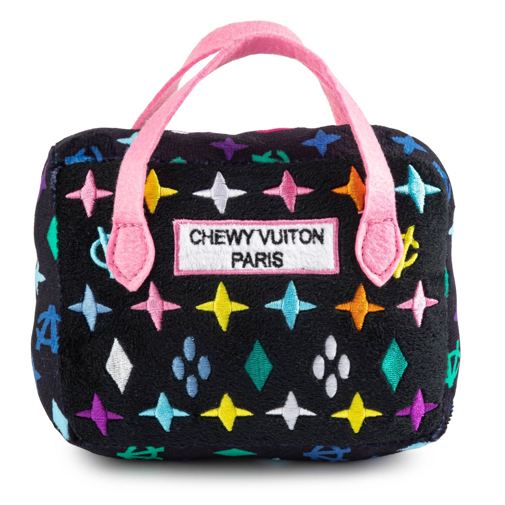 Haute Diggity Dog Black Monogram Chewy Vuiton Handbag Squeaker Dog Toy: Small / Mini
