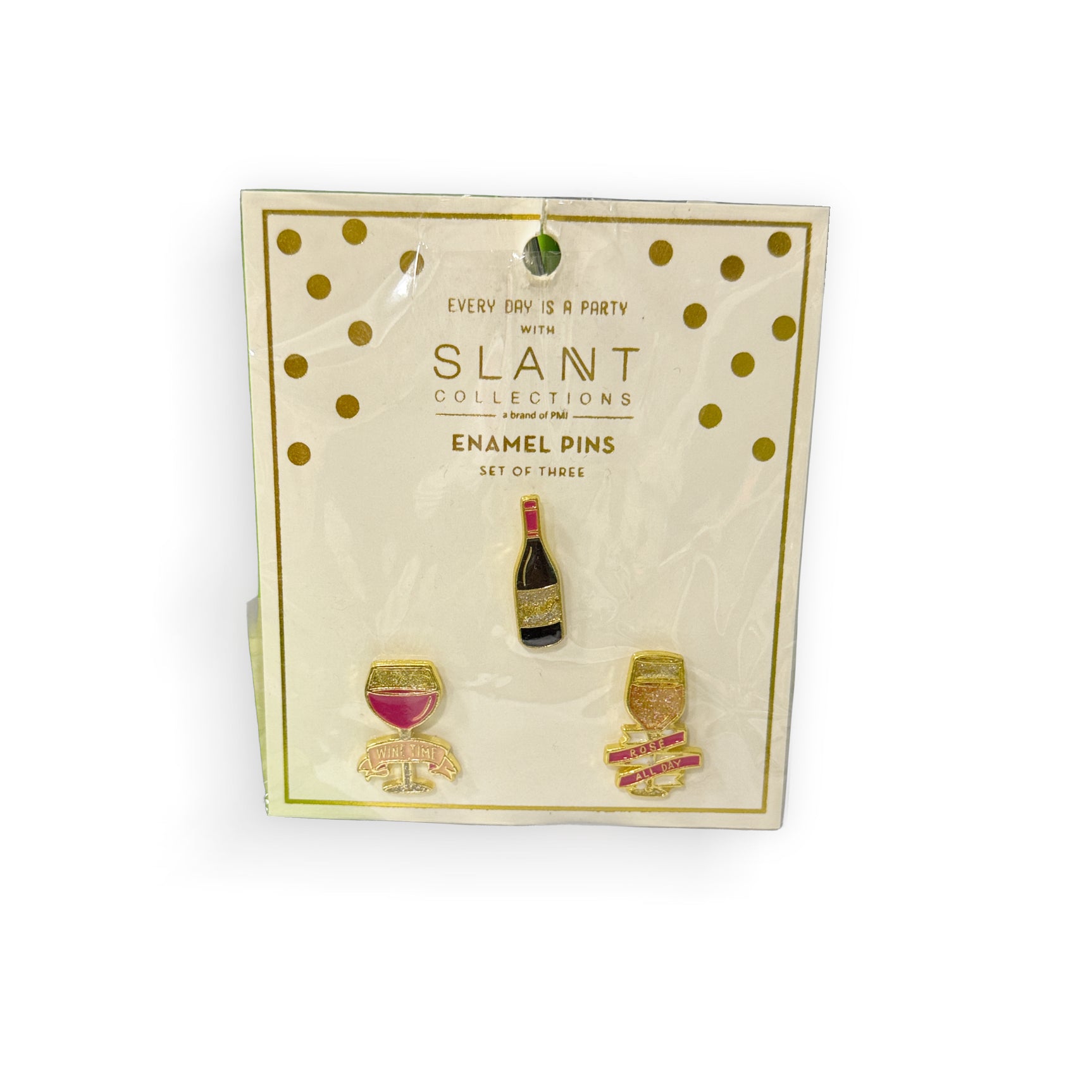 Slant Collection Enamel Pins: Wine, Wine cup, Rose all day