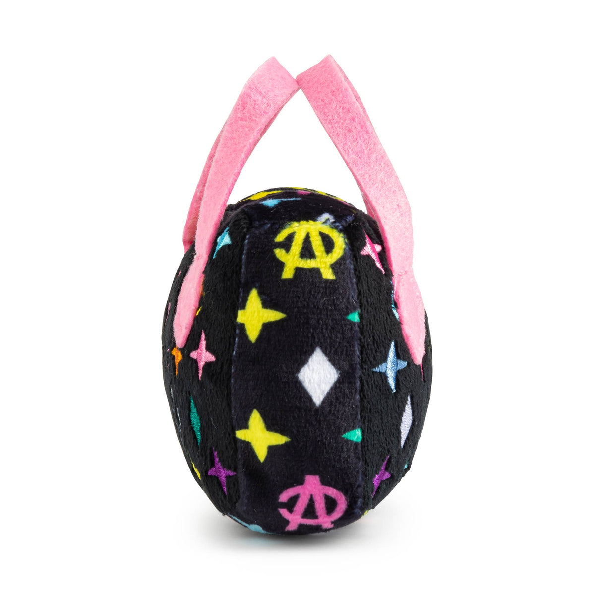 Black Monogram Chewy Vuiton Handbag Squeaker Dog Toy: Small / Mini