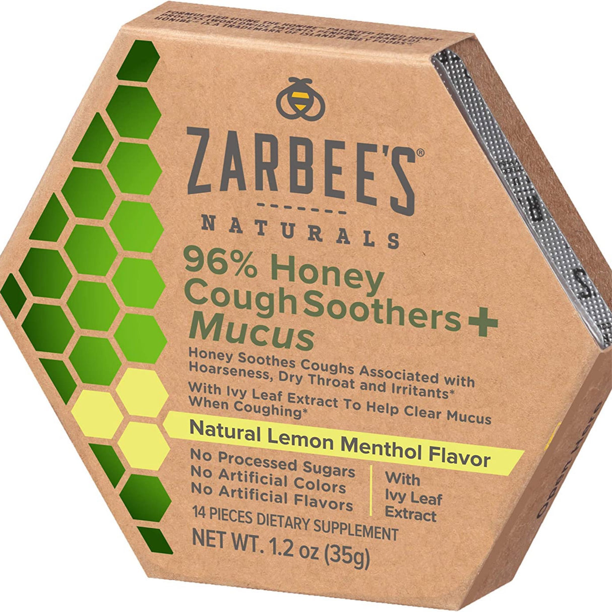 Zarbees naturals 96% honey cough soothers lemon flavor