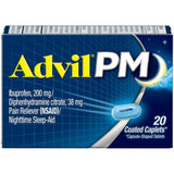 Advil PM Pain Relievers Coated Caplet, Ibuprofen Pain Relief, Diphenhydramine Sleep Aid, 20 Count