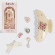 KitschPop™️Curved Claw Clip 7pc Set Vintage- Pearlized Cream